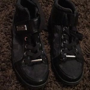 Black Coach high top tennis shoes